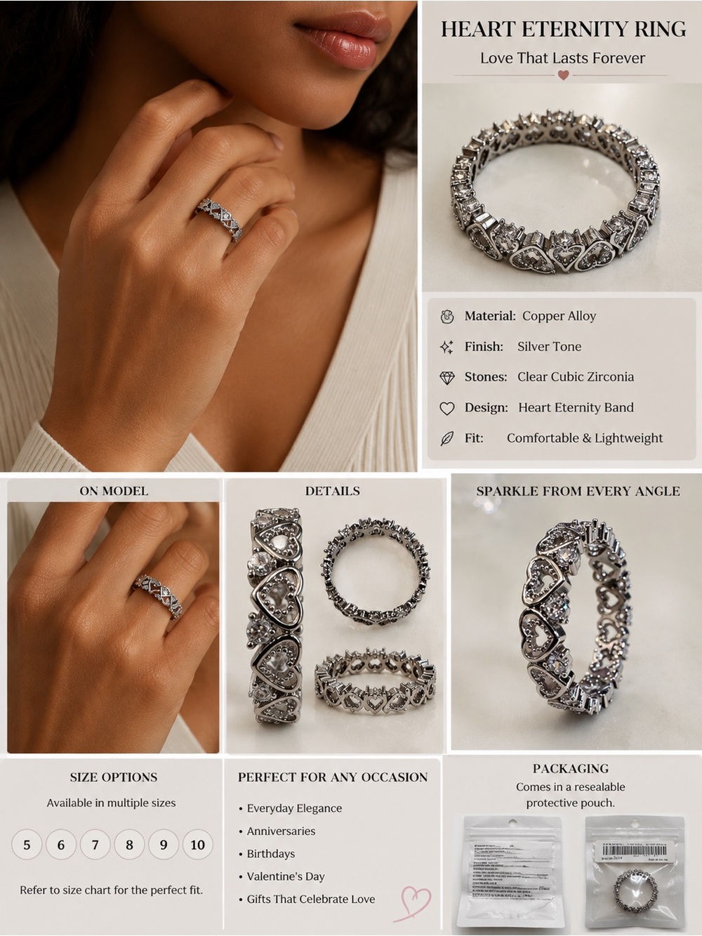 Elegant Silver Heart Ring